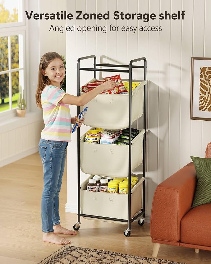 3 Section Laundry Sorter with Removable Bags, 120L Rolling Vertical Laundry - Image 7