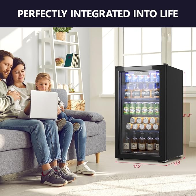 Beverage Refrigerator Cooler, 126 Can Mini Fridge - Image 6