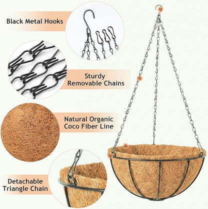 2 Pack 10" Metal Hanging Planter Baskets - Image 4