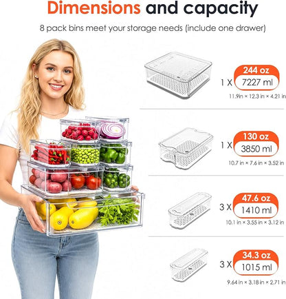 SMRCAD 8 Pack Clear Fridge Organizer Bins - Image 6