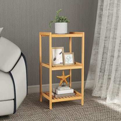 kinbor 3-Tier Bamboo Shelf Freestanding, Bathroom Standing, Natural Bamboo - Image 2
