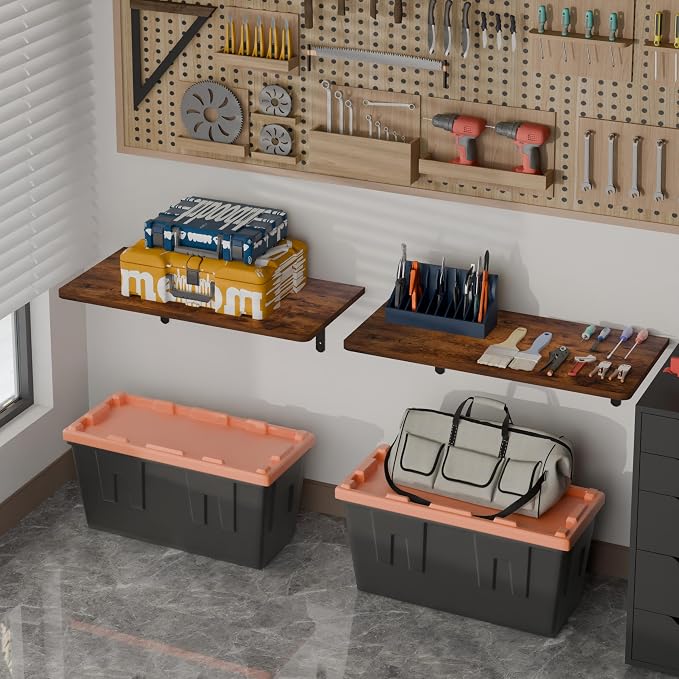 Dogsky 2-Pack Garage Storage Shelving Wall Mounted, 3x2Ft Heavy Duty Wood - Image 6