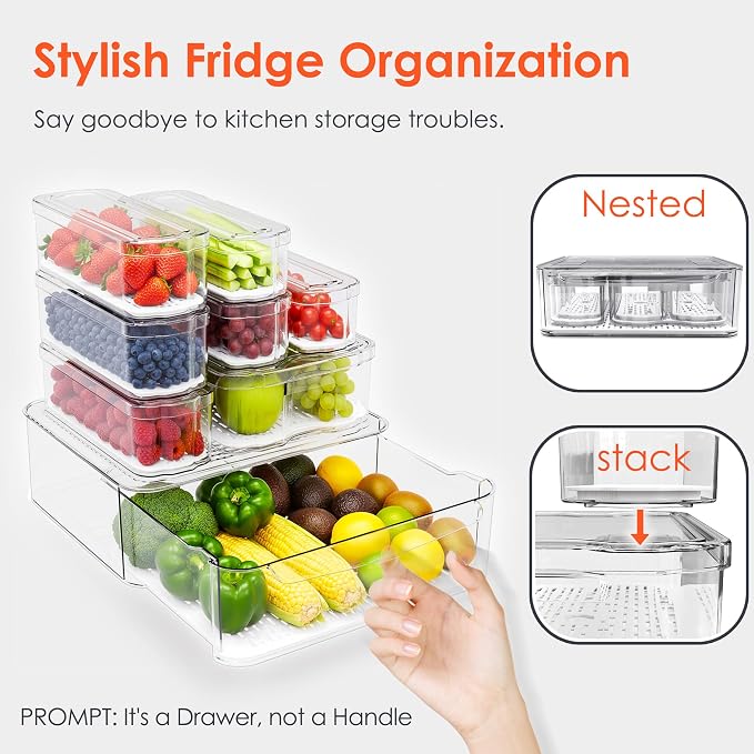 Fridge Organizers and Storage, 8 Pack Clear Freezer Organizer Bins - Image 4