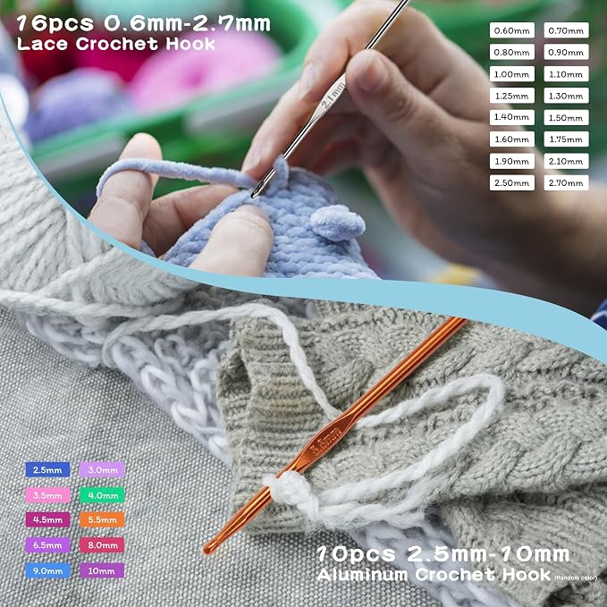 Mayboos 96 Pack Crochet Hooks Set, Ergonomic Crochet Hooks Weave Yarn Kits - Image 5