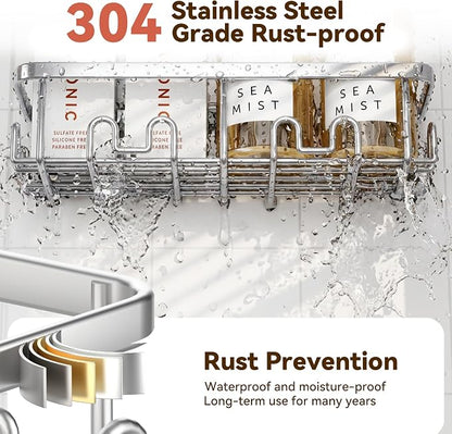 YASONIC Shower Caddy Adhesive, 100% Rustproof Shower Organizer, Large Capacity - Image 4