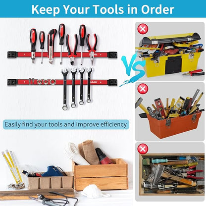 6 Pieces 18" Magnetic Tool Holder Strip, Metal Tool Organizer Rack - Image 5