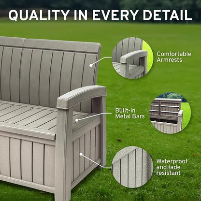 EconoHome 3 Seat Outdoor Storage Bench - Image 5