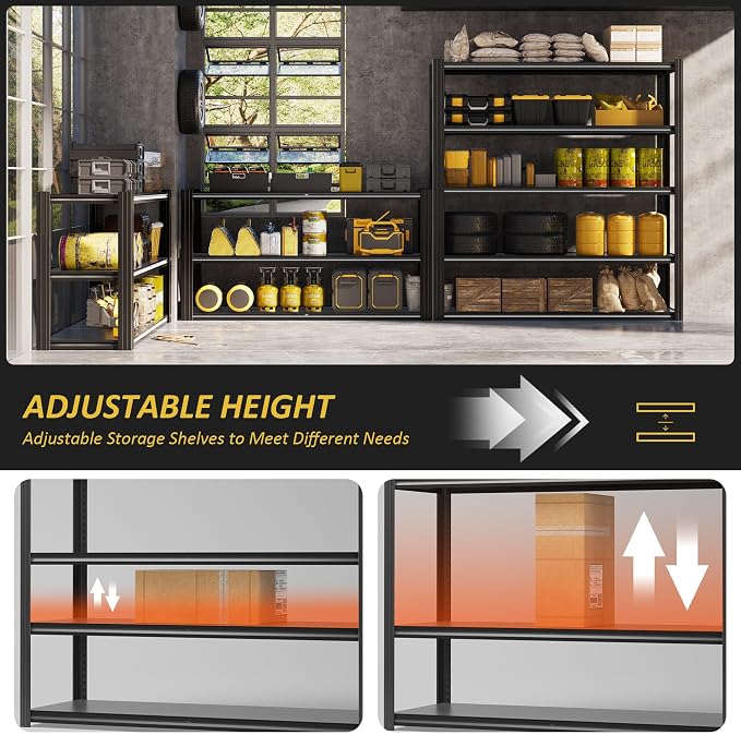 48" W Garage Shelving Heavy Duty 3030Lbs Storage Shelf 5 Tier Adjustable - Image 6