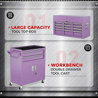 INTERGREAT 8 Drawers Tool Chest, Detachable Top Tool Box, Tool Cabinet - Image 8