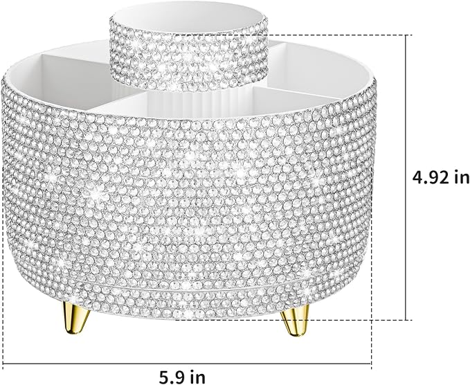 Bling 360° Rotate Makeup Brush Holder Organizer, Makeup Organizers Countertop - Image 4