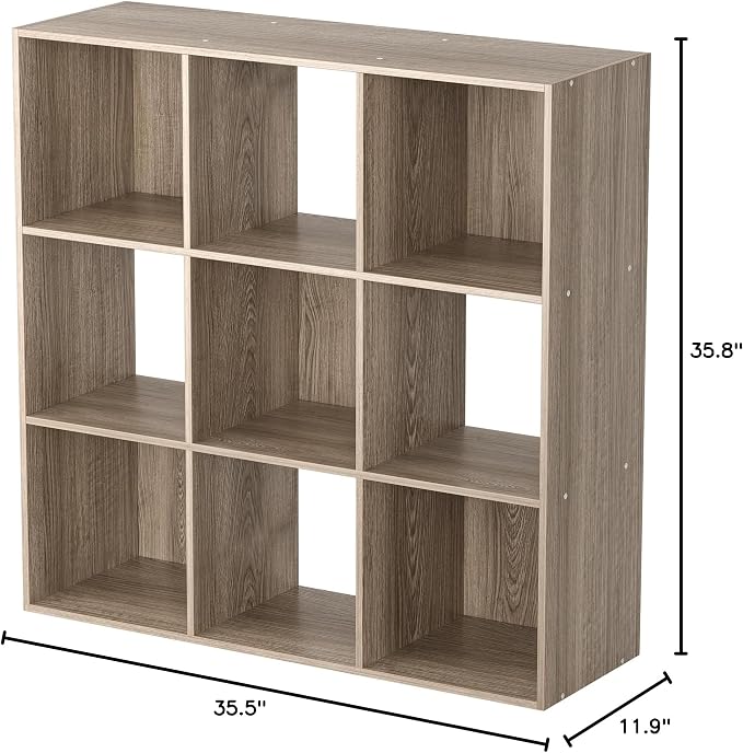 JupiterForce 9 Cubes Bookcases Storage Organizer, 3-Tier Wooden Open Bookshelf - Image 3