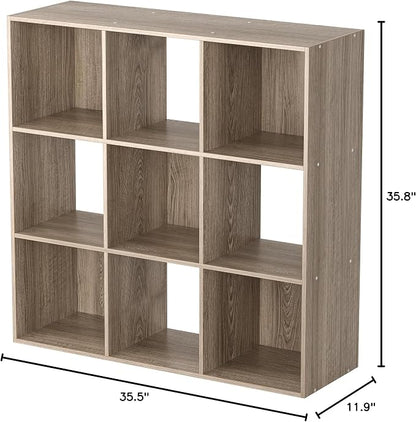 JupiterForce 9 Cubes Bookcases Storage Organizer, 3-Tier Wooden Open Bookshelf - Image 3