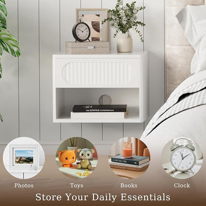 Floating Nightstands with Drawer Set of 2, Modern Wall Mounted Bedside Tables - Image 6