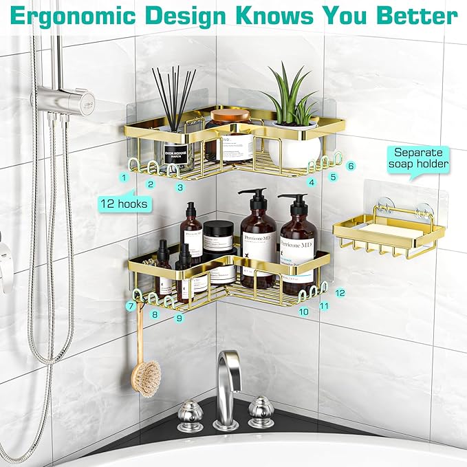 YASONIC Corner Shower Caddy, Rustproof Stainless Steel Shower Organizer - Image 4