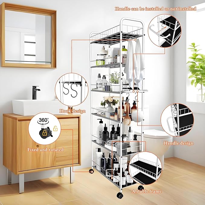 10in 6 Tier Slim Storage Cart - Image 5
