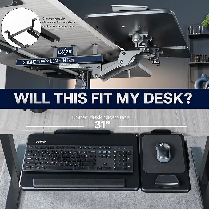 VIVO Adjustable 27 x 12 inch Under Desk Keyboard Tray - Image 4
