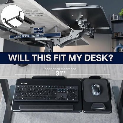 VIVO Adjustable 27 x 12 inch Under Desk Keyboard Tray - Image 4