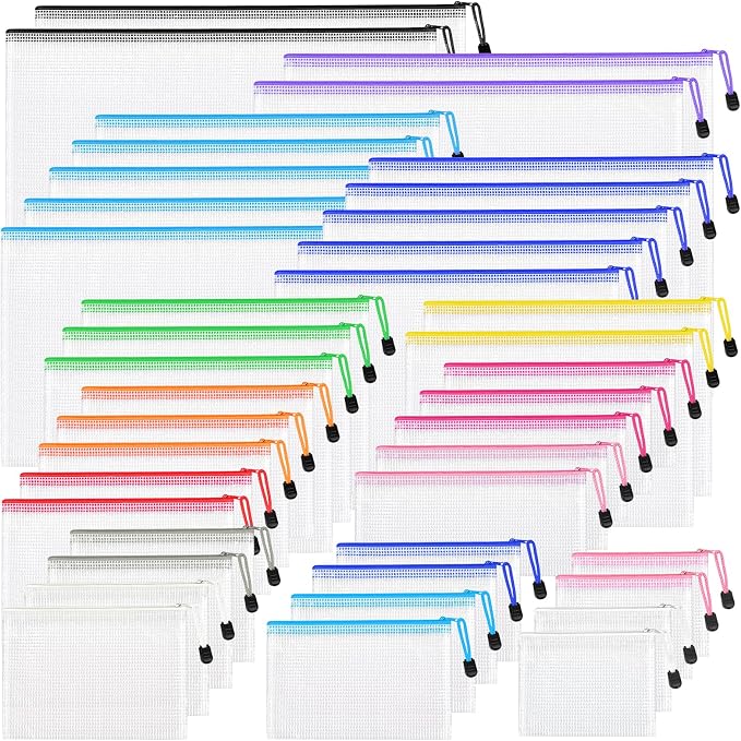 42pcs Mesh Zipper Pouch Bags, 8 Sizes Plastic Zippered Storage Bags by Unknown