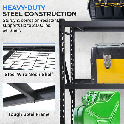 SereneLife Heavy Duty 3-Tier Metal Garage Shelving | 24" x 77" x 72" Extra Wide - Image 3