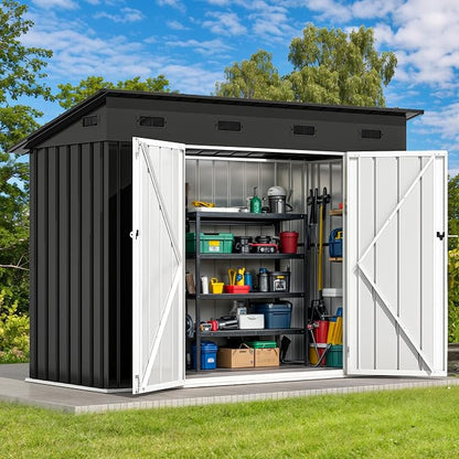 DWVO 9' x 4' Outdoor Storage Shed, Lockable Double Doors, Sloped Roof, - Image 2