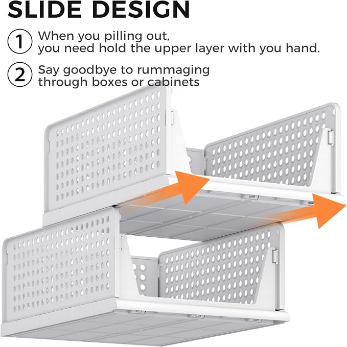 Pinkpum 6 Pack Closet Organizers Storage Bins, Stackable Plastic Drawer Basket - Image 6