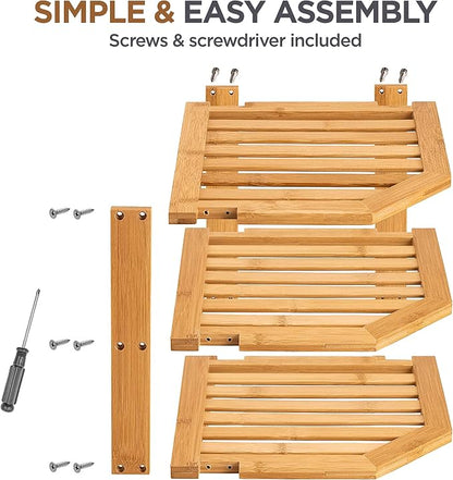 Plate Organizer for Cabinet, Corner Shelf, Bamboo 3-Tier Kitchen Organizer | - Image 8