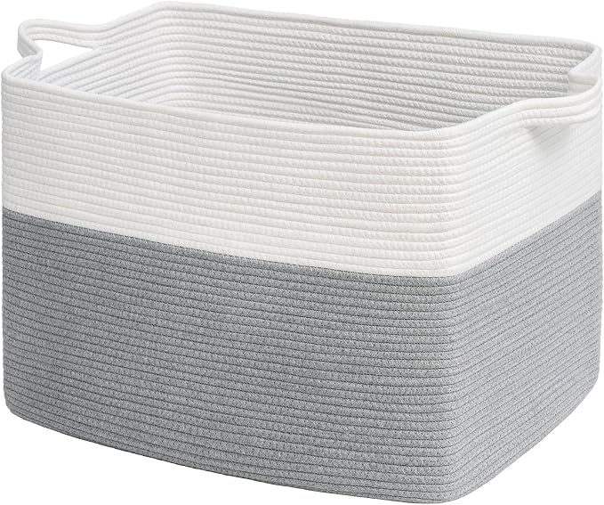 Goodpick 105L Extra Large Woven Blanket Basket Cotton Rope Storage Baskets by Goodpick