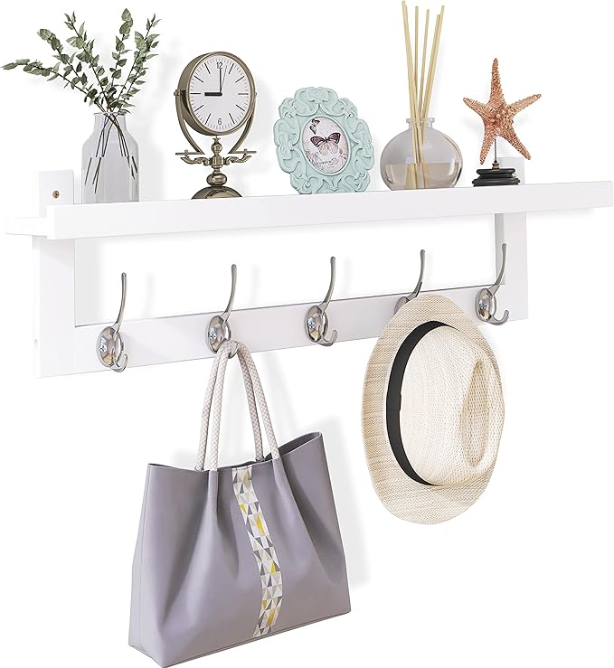 SMIBUY Coat Hooks with Shelf Wall-Mounted, 29.2 Inch Entryway Coat Rack by SMIBUY