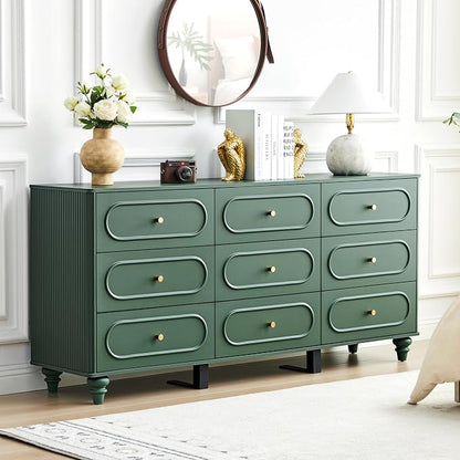 9 Drawer Fluted Dresser for Bedroom, Mid Century Modern Chest of Drawers by ORRD