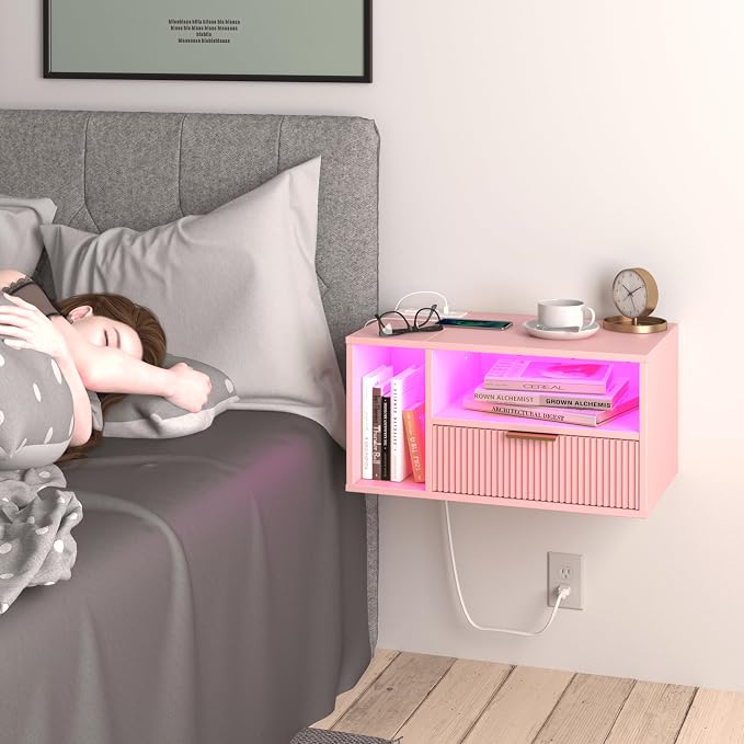 Veegle Pink Floating Nightstand - Image 3