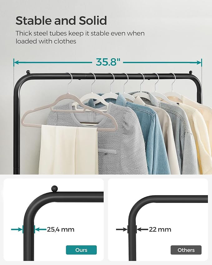 SONGMICS Clothes Rack with Wheels, Clothing Rack - Image 6