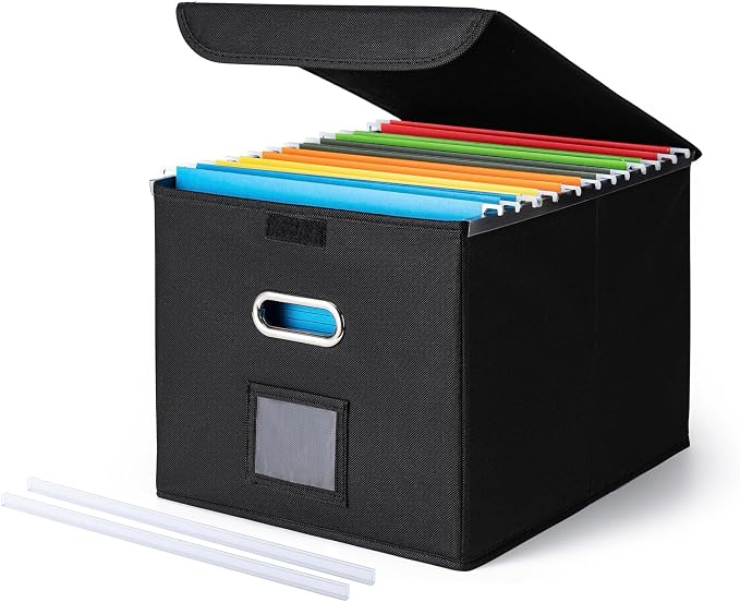 CADONO File Organizer Box with Lid, Large Hanging File Folder Organizer with by CADONO