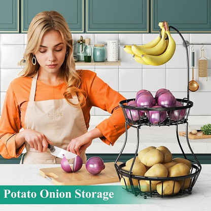 SAYZH 2-Tier Fruit Basket Bowl Stackable Vegetable Storage - Image 6