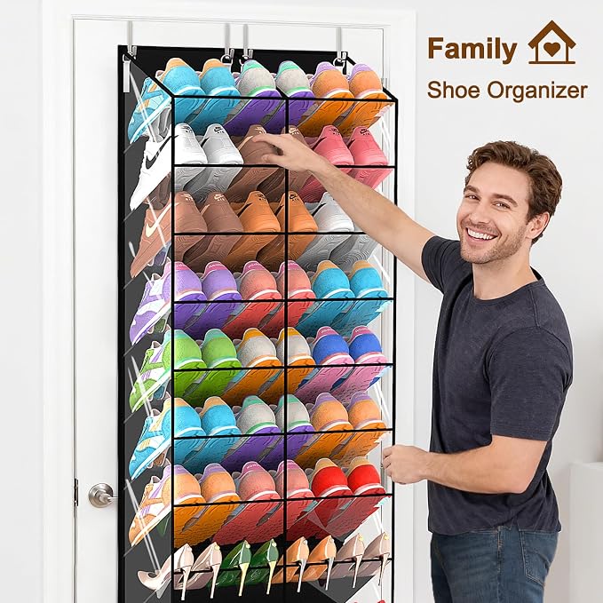 20-30 Pairs Over the Door Shoe Organizer, Transparent PVC Hanging Shoe Rack - Image 4