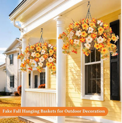 Artificial Fall Flowers with Hanging Basket - Image 5