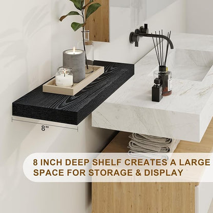 Fun Memories Deep Black Floating Shelves, 8 Inch Deep Floating Shelf - Image 4