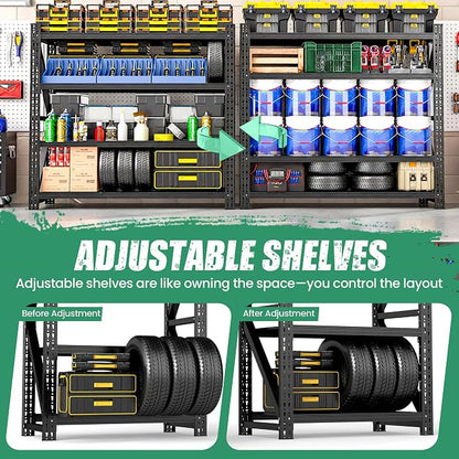 4 Tier Heavy Duty Garage Shelving, Industrial Shelving Built - Image 4