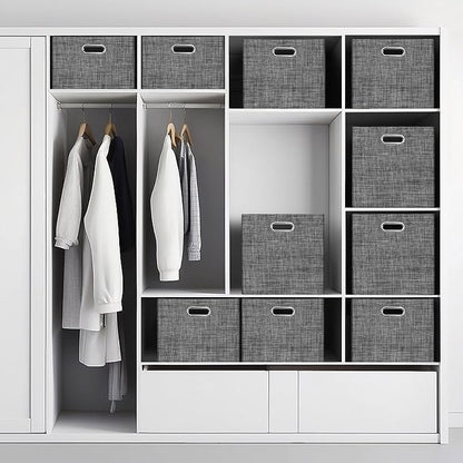 Posprica Closet Storage Bins, 4 Pack Large Closet Shelf Organizers, Linen - Image 5