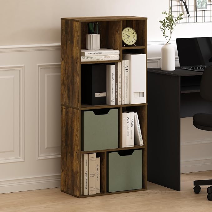 Furinno DALY Book Shelf, 7-Cube Bookshelf, Cube Storage Organizer Bookcase - Image 2