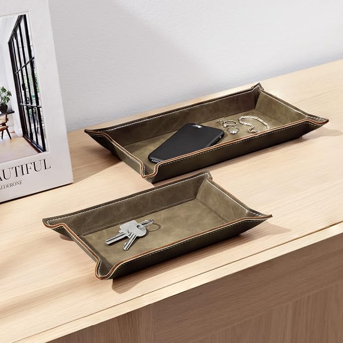 Navaris Faux Leather Valet Tray Set of 2 - Image 3