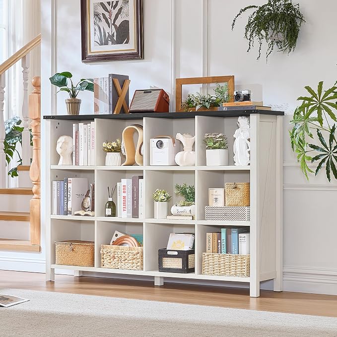 Joaxswe 12 Cube Storage Organizer, Farmhouse 62 Inch Warm White Display - Image 9