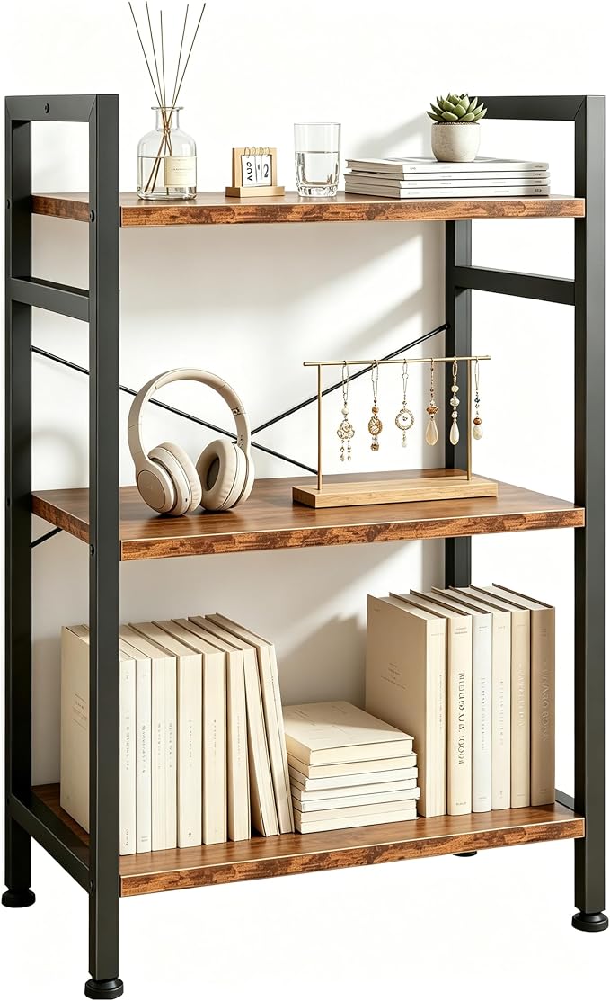 HealSmart 3 Tier Bookshelf, Free Standing Book Shelf Home Office Bookcase Shelf by HealSmart
