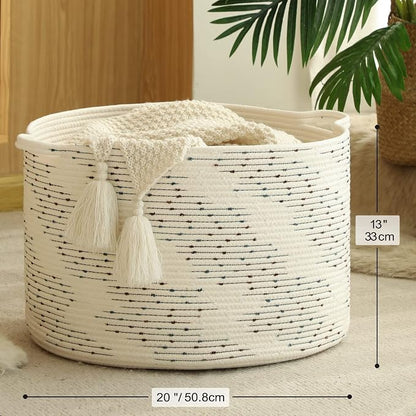 KAKAMAY Large Blanket Basket, Woven Baskets - Image 5