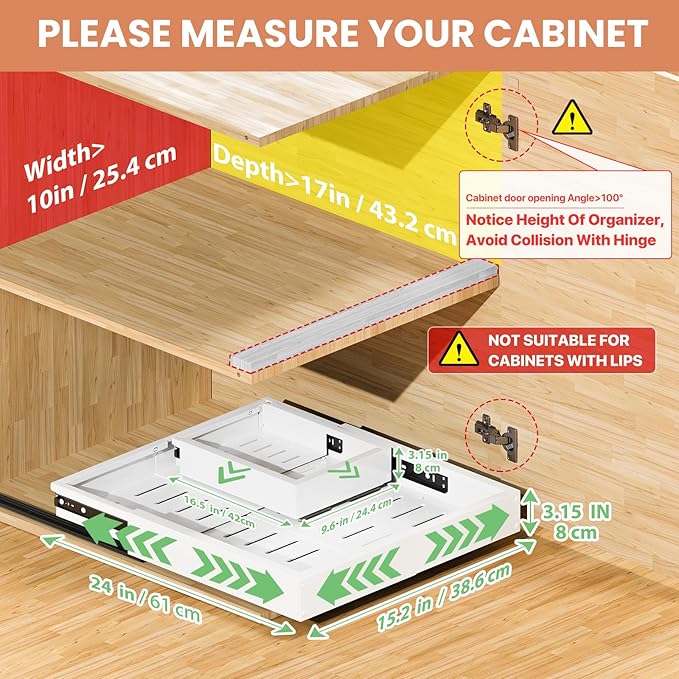 2 Pack Pull out Cabinet Organizer, Width Depth, - Image 2