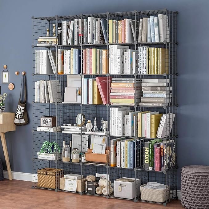 KOUSI 14"x14" Wire Cube Storage, Metal Grid Organizer, 30-Cube Modular Shelving - Image 2