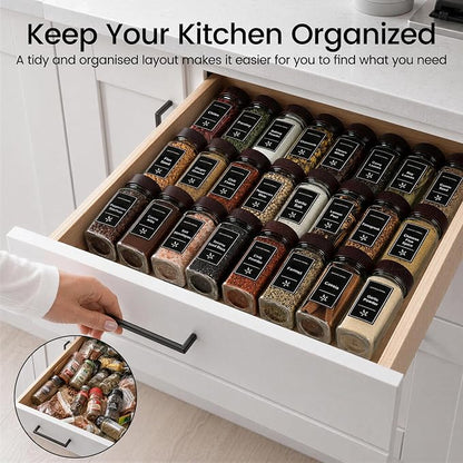 Glass Spice Jars with Grinder Lid 24 Pack 4 oz Acacia Wood | 780 Labels - Image 3