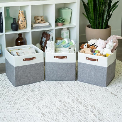 OrganiHaus 13" x 13" x 13" Cube Fabric Storage Bins Set of 4, Fabric Storage - Image 4