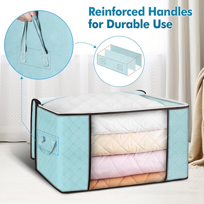 Budding Joy 90L Large Storage Bags, 8 Pack Clothes Storage Bins Foldable Closet - Image 3