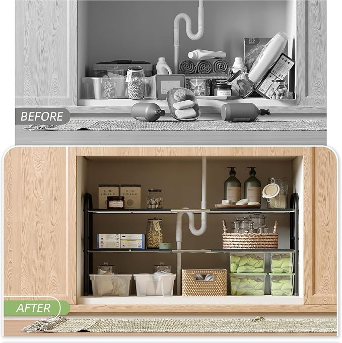 Under Sink Organizer, 2-Tier Expandable Stainless Steel Storage Rack - Image 6