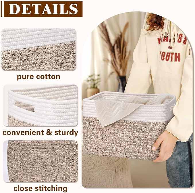 Storage Baskets for Organizing, 4 Pack Storage Baskets for Shelves, Woven - Image 5